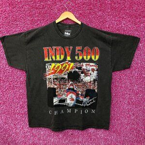 Indycar Racing Indy 500 Champion Rick Mears 1991 Victory Graphic T-Shirt Large